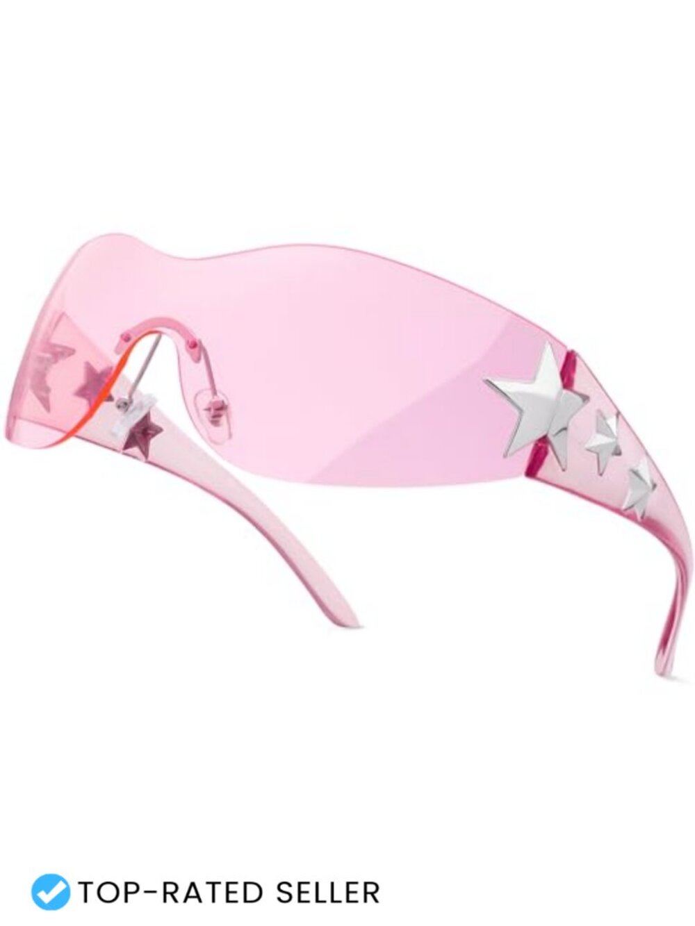 Y2K Rimless Sunglasses Wrap Around Shield Shades Unisex Trendy Fashion